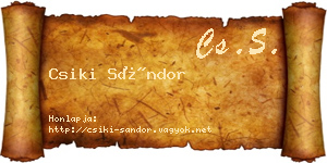 Csiki Sándor névjegykártya